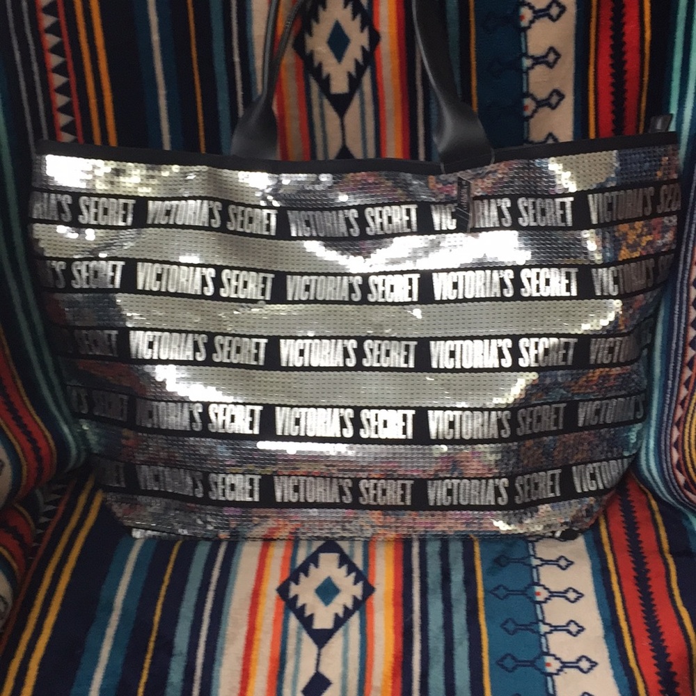 Victoria's Secret Black and Silver NWT Tote.